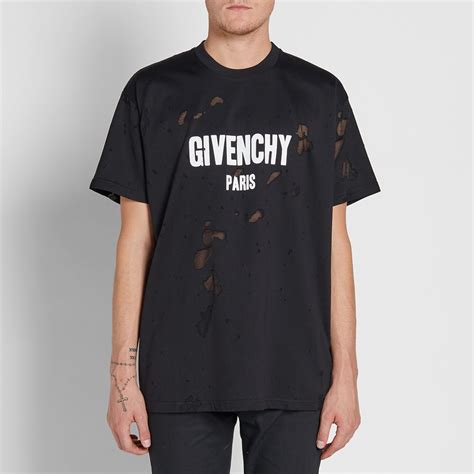 givenchy black destroyed t shirt|black and white givenchy shirt.